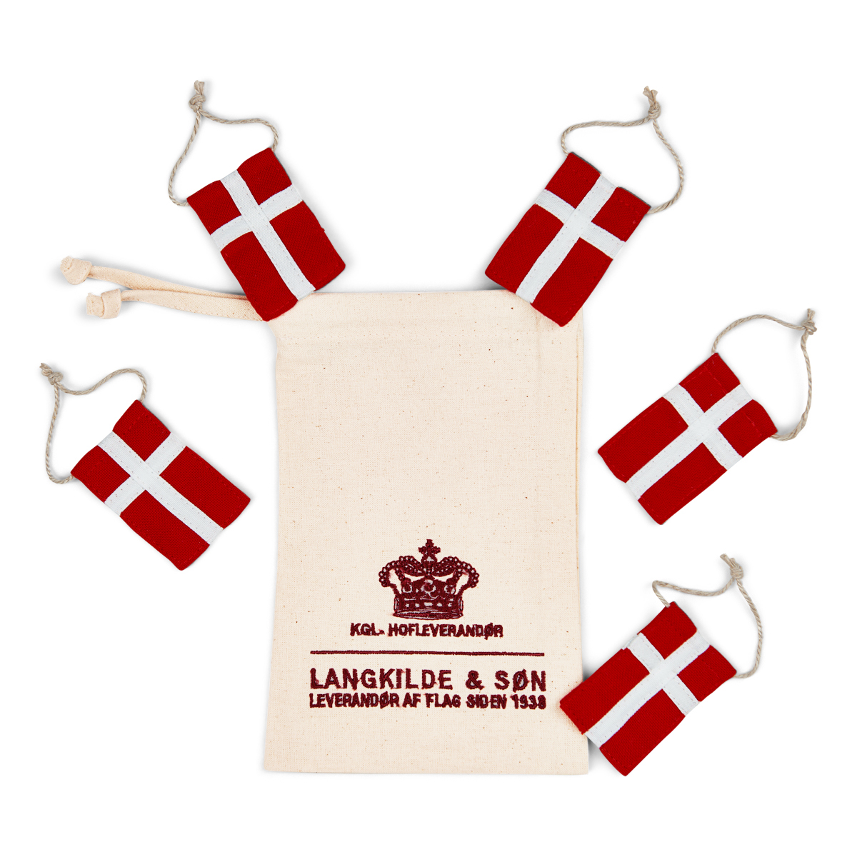 Langkilde & Søn, 5 stk flag til at hænge op i flagdug,se her