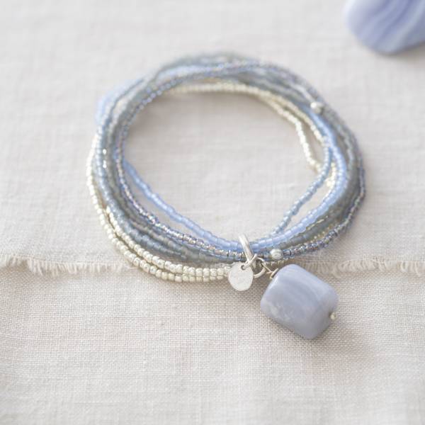 A Beautiful Story - Armbånd - Nirmala blue lace agate m/ sølv fatning