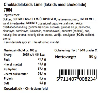 Xocolatl - Lakrids med chokolade og lime - 90 g