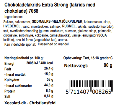 Xocolatl - Lakrids med chokolade og salmiak extra stærk - 90 g