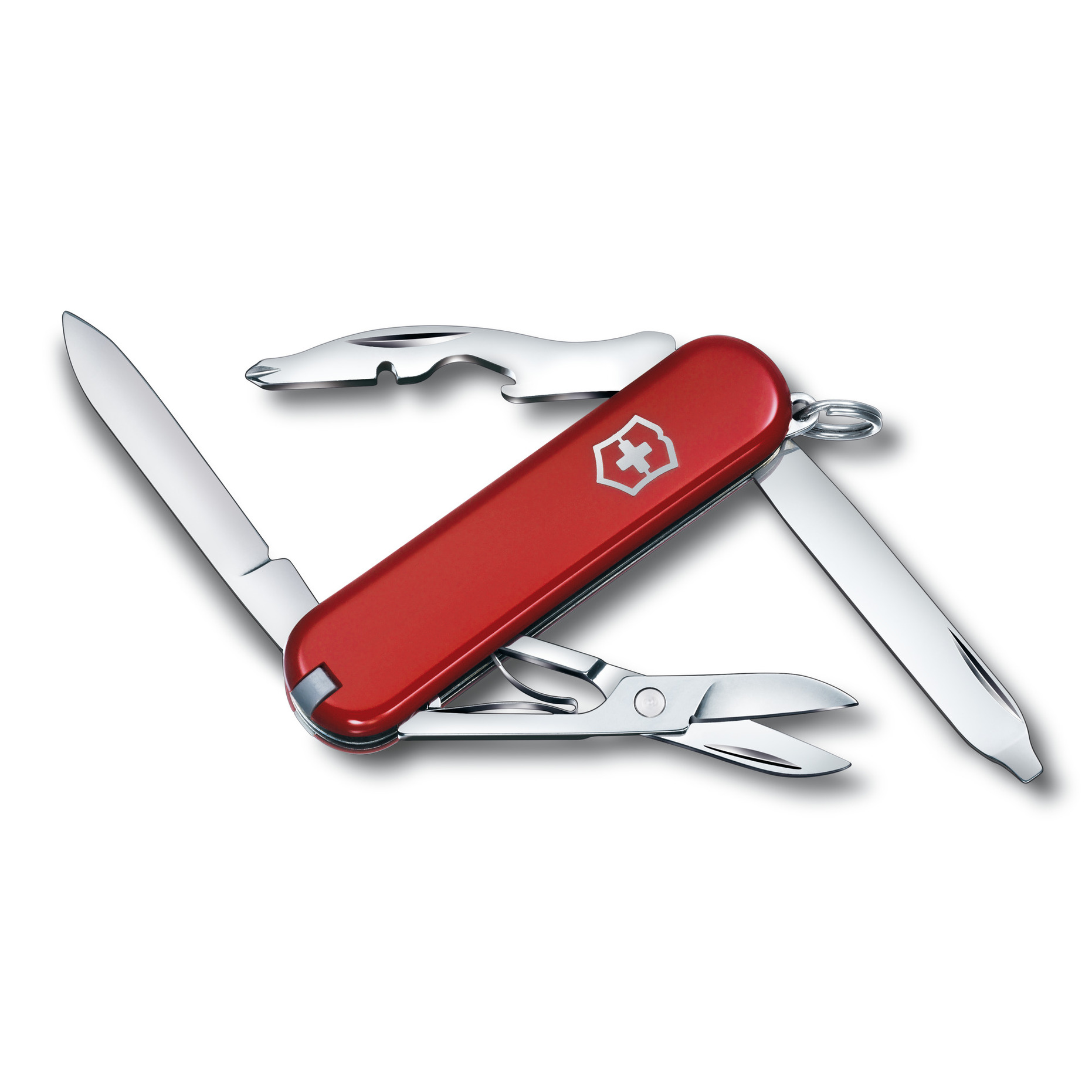 Praktisk lommekniv, rød med 10 funktioner